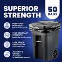 Plasticplace 95-96 Gallon Heavy Duty Trash Bags, Garbage Bags, Puncture-Resistant, Fits Rollaway Cans & Drums, Durable Large Plastic Bags (50 Count)