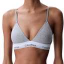 Calvin Klein Women's Modern Cotton Lightly Lined Triangle Wireless Bralette (Gray, L)