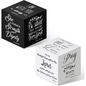 2 Pcs Bible Verse Mini Wood Signs Mothers Day Gift Christian Decor Be Still and Know Religious Sign Wooden Scripture Desk Decor Rustic Bible Verse Blocks Home Word Plaque, 3.35 Inch(Vivid Style)