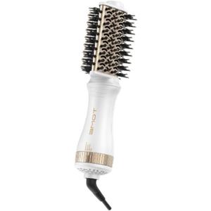 TOME Mini Travel Dual Voltage Hot Air Brush, 2.5 Inch Ceramic Teardrop Blow Dryer Brush, One-Step Hair Dryer Brush for Short to Medium Hair, Root Lift, Smooth Lengths & Shaped Ends, White