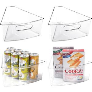 Leeden Lazy Susan Organizer for 26" Diameter Corner Lazy Susan, Plastic Kitchen Cabinet Storage Bins with Handle, 4 Packs, 1/8 Wedge - Food Safe, BPA Free