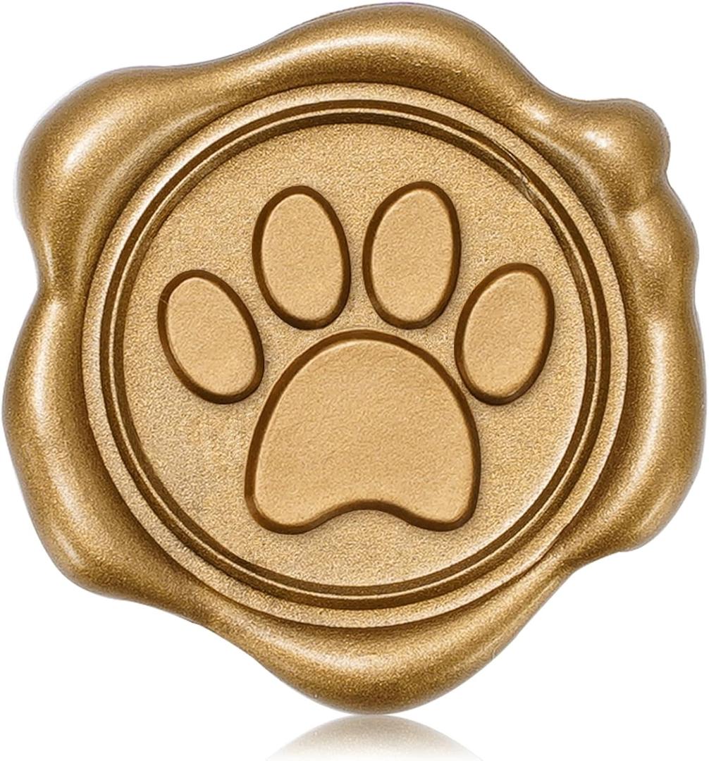 Whaline 50Pcs Dog Paw Wax Seal Stickers Pet Paw Envelope Seal Sticker Gold 3D Self-Adhesive Embossed Stickers for DIY Greeting Invitation Cards Snail Mails Wine Packages Gift Decor