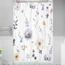 Omifly Stall Small Watercolor Floral Shower Curtain 48Wx72H Inch Rv Blue Flower Spring Leaves Plant Modern Botanic Minimalist Farm with 8 Plastic Hooks Fabric Waterproof Toilet Accessories Decor