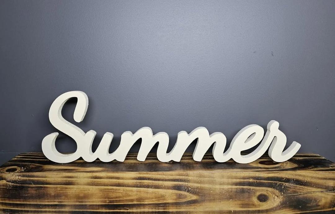 White Wooden Summer Sign for Tabletop, Rustic Table Summer Decor Wall Decor for Living Room Home Office Shelf Mantel Indoor Wood home Decor Summers Table Top Party Decoration