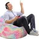 Storage Bean Bag Chairs Cover NO Filler Bean Bag Cover Living Room Furniture 31x20 Inch Soft Washable Plush Fiber Adult Bean Bag Bed Fuzzy Love Sack Beanbag Cover NO Filling Rainbow