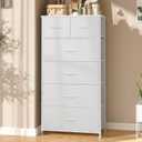 Crestlive Products Tall Dresser for Bedroom Vertical Skinny Dresser - Sturdy Steel Frame, Wood Top, Easy Pull Fabric Bins- Organizer Unit for Bedroom, Entryway, Closets - 6 Drawers (White), 11.8"D x 23.2"W x 45.8"H