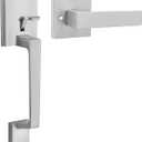 Haidms Brushed Nickel Front Door Handle, Single Cylinder Exterior Door Entry Handle with Door Lever, Entry Door Handle Set, Reversible for Right and Left Handed Sided Doors