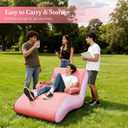Inflatable Indoor Living Room Chair Lounge with Handrails, Inflatable Foldable Deck Chair with Air Pump, Outdoor Travel Camping Picnic Beach Chaise Lounges(Pink)