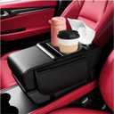 5-in-1 Car Armrest Storage Box,Multifunctional PU Leather Organizer with Phone Holder & Cup Holder & Side Pockets,Universal Car Armrest Cushion Fit for Most Cars SUVs