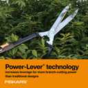 Fiskars Power-Lever Extendable Hedge Shears, Self-Sharpening Serrated Steel Blades for Clean Cuts, Handles Adjust 25"-33" for High Reach, Multiplies Leverage for 2x Power, 10" Blades, Orange/Black