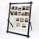 FramePro Freestanding Photo Display Board with Clips, Stable Tabletop Picture Frame Stand Holds 30+ Photos, Graduation Centerpiece Decorations 2026, Wooden Board for Photos, Artworks (Black)