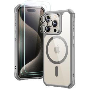 ESR for iPhone 15 Pro Case, Compatible with MagSafe, Military-Grade Protection, Shockproof Air Guard Corners, Yellowing-Resistant Acrylic Back, Phone Case for iPhone 15 Pro, Clear Grey