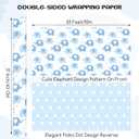 Woric Reversible Baby Shower Wrapping Paper Roll 17 Inch x 33 Feet Blue Elephant Design Gift Wrapping Paper for Baby Shower, New Baby, Boy's 1st Birthday, Celebration