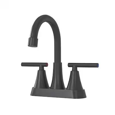 Bathroom Faucets for Sink 3 Hole, Hurran 4 inch Matte Black Bathroom Sink Faucet with Pop-up Drain and 2 Supply Hoses, Stainless Steel Lead-Free Centerset Faucet for Vanity RV, 1 Pack