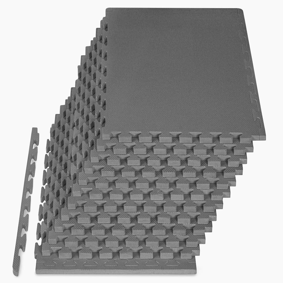 ProsourceFit Weaved Pattern Extra Thick Exercise Puzzle Mat 1-inch, EVA Foam Interlocking Tiles for Protective, Cushioned Flooring for Home and Gym Equipment; Gray, 48 SQ FT, 12 Tiles