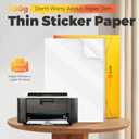 HTVRONT Printable Vinyl Sticker Paper, 100 Sheets Glossy Waterproof Sticker Paper For Inkjet Printer Dries Quickly-Standard Letter Size 8.5"X11"