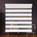 SMONTER Cordless Zebra Blinds for Windows Zebra Roller Shades with Metal Valance Free Stop Dual Layer Sheer Blinds Day Night Privacy Light Filtering, W27 x H72, White