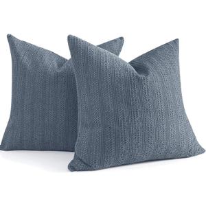 24x24 Pillow Covers Set of 2 Euro Sham Pillow Covers Cotton Euro Pillow Shams, Boho Throw Pillow Covers Large Decorative Square Pillowcase for Couch Bed, Blue Grey