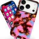 Magnetic for iPhone 17 Pro Case Cute Tortoise Shell Phone Case, Leopard Print Shockproof Slim TPU and Hard PC Protective Cover Fit for MagSafe Designed for Women Girls, Pink Amber