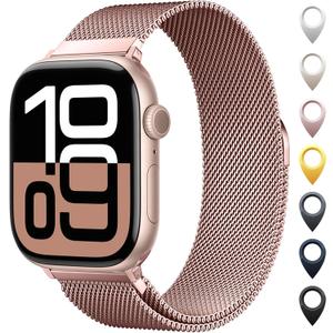 Original Stainless Steel Mesh Loop Compatible with Apple Watch 38mm 40mm 41mm 42mm 44mm 45mm 46mm 49mm Women Men, Magnetic Clasp Replacement for iWatch Bands Series 11 10 9 8 7 6 5 4 Ultra SE 3 2 1