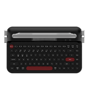 Ajazz AF84 Wireless Membrane Silent Typewriter Keyboard, Bluetooth/2.4G Dual-Mode Connection, Cute Retro Aesthetic Design with Integrated Stand for Tablet, Phone, PC and Win/Mac/Android Black