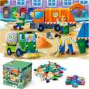 Jumbo Floor Puzzle for Kids,Recycling Garbage Truck Jigsaw Large Puzzles,48 Piece Trash Truck Vehicle Puzzle for Toddler Ages 3-5,Children Learning Preschool Educational Toys,Gift for 4-8 Years Old