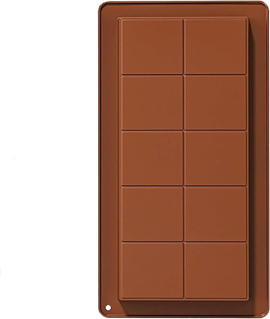 Silicone Chocolate Candy Bar Molds, Rectangle Wax Melt Molds for Lover Mothers Fathers Day DIY Chocolate Gift (1 Cell 10 Section)