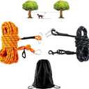 Upgraded Dog Tie Out Cable for Camping 50 ft, Portable Trolley System for for Small Medium Large Dogs up to 200lbs, Dog Lead for Yard, Camping, Parks, Outdoor Events,5 min Set-up