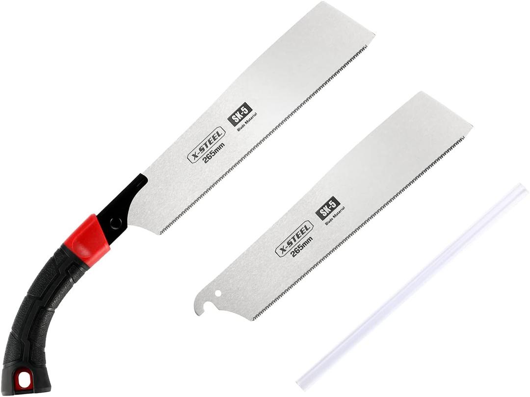 2 in 1 Japanese Hand Saw10.4Inch Pruning SawSK-5 Steel pruning saws for treeReplaceable Blade for DIY Craft, Non-Slip Bending Hand Handle, Sharp & Lightweight for Woodworking and Garden Trim