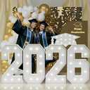 2026 Graduation Decorations Marquee Numbers: 4FT Large Light Up Numbers Grad Decorations Class of 2026 Sign for Graduation Party Preschool High School College White Foam Board Backdrop
