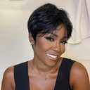 Pixie Cut Wig Short Human Hair Wigs for Black Women Non Lace Front Wig Human Hair Wig with Bangs Full Machine Wigs Brazilian Virgin Human Hair Natural Color (1B)