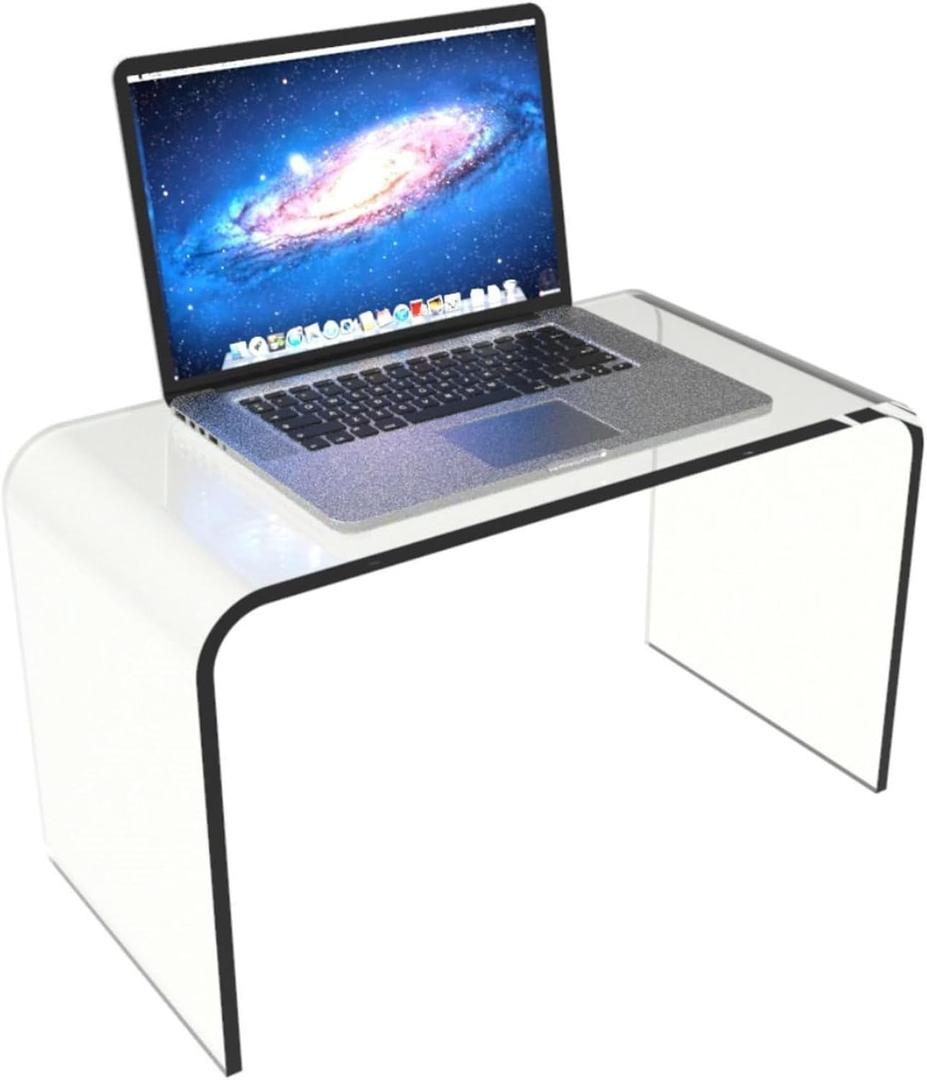 Acrylic Side Table - 14x12x24 Inch Multipurpose C Shaped End Table for Laptop, Working, Writing, or Coloring - Modern Acrylic Furniture by Lavish Home