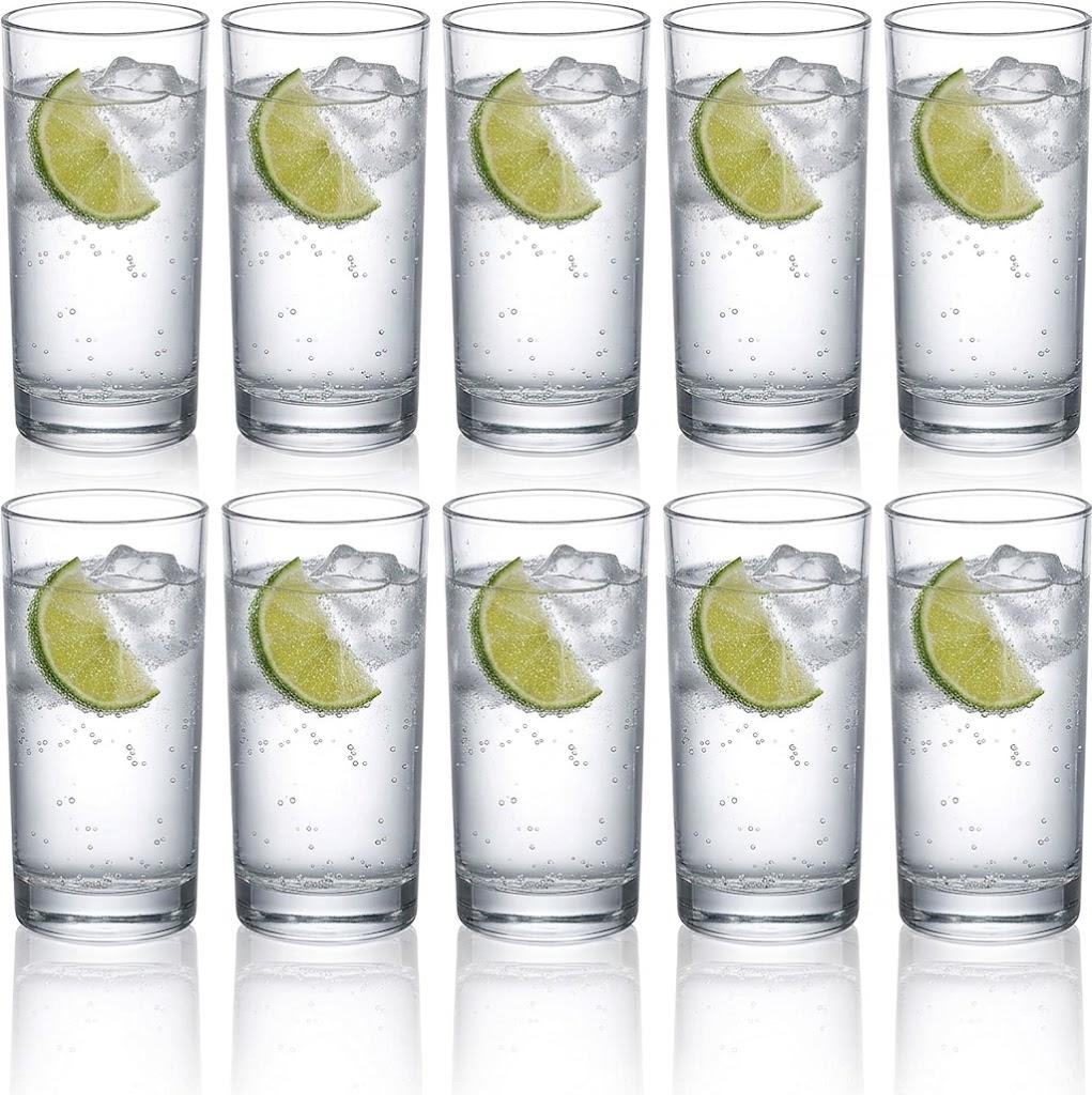 Set of 10 Clear Glass Drinking Cups – Stackable & Multi-Purpose Heavy-Duty Glassware for Home & Café, 
10.1 oz, Pure Collection
Drinking Glasses, Lead-Free Crystal Glassware, Juice Glasses, Water Glass Set, Dishwasher Safe
