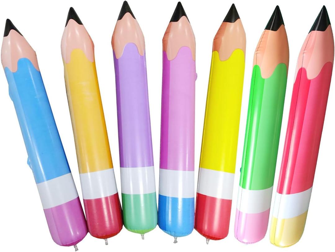 7pcs 27 Inch Giant Large Inflatable Pencil Balloon, Back to School Graduation Decor Hanging Inflatable Pencil Classroom Decoration for Back to School Classroom Garden Room Birthday Party Decorations.