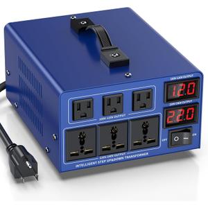 5000 watt Voltage Conversion Transformer Heavy-Duty Step-up/Step-Down AC 110V/120V/220V/240V Power Conversion, with resettable Circuit Breaker Protection, with US Power Cord, LCD Display