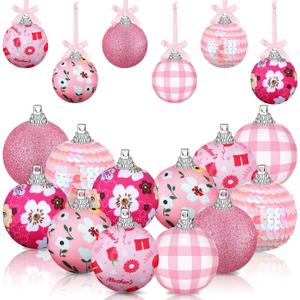 12 Pcs Mothers Day Decorations Mothers Day Tree Ornaments Hanging Pink Ball Decorations Spring Gifts for Mom's Happy Party Decor to Celebrate with Love and Joy(Mother)