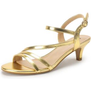 IDIFU Women's Dressy Strappy 2 Inch Low Kitten Heel Open Toe Sandals Dress Shoes for Woman Lady in Bridal Dance Evening