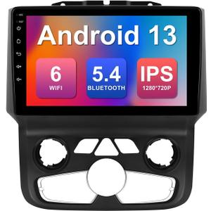 2+32G 9-inch Android 13 Car Stereo for Dodge RAM 2013-2018 IPS Touchscreen Screen Car Radio with Carplay & Android Auto Support Backup Camera GPS FM Navi BT SWC(Auto AC)