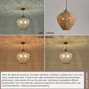 15.75" Rattan Pendant Light,2-Light Boho Hand Woven Coastal Wicker Hanging Ceiling Chandeliers,for Kitchen Island, Dining Room, Farmhouse,Foyer