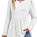 AUTOMET Womens Long Sleeve Babydoll Tops Tunic Shirts Business Dressy Casual Plus Size Blouse Fall Trendy Fashion 2025 (White, XL)