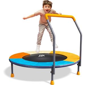 3FT Foldable Trampoline for Kids, 36” Mini Small Trampoline with Handle Bar Indoor Outdoor, Height-Adjustable & Max Load 100 LBS,Toddler Baby Jumping Mat, Fitness Recreational Trampoline Birthday