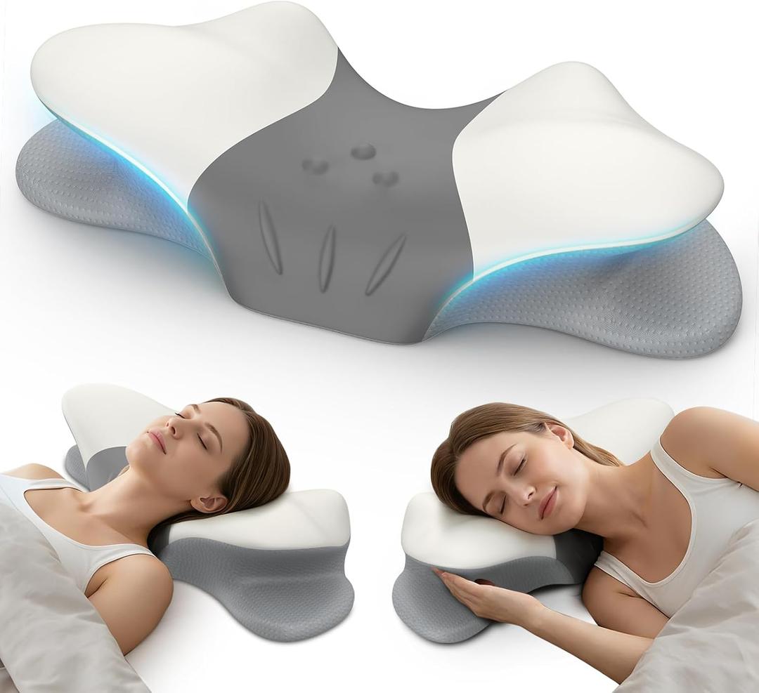 beslovo Cervical Neck Pillow for Pain Relief, Ergonomic Side Sleeper Pillow for Sleeping, Orthopedic Neck Support Contour Memory Foam Pillow for Side Back Stomach Sleepers, Ideal for Office Travel