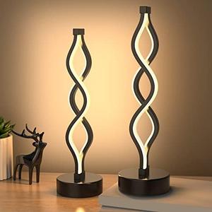 NUÜR Bedside Lamps Set of 2, Black Lamps for Living Room, Dimmable LED Nightstand Lamp, Small Nightstand Lamp for Bedroom, Home, Living Room, Office