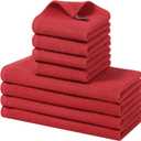 Homaxy 100% Cotton Kitchen Towels and Dishcloths Set, 12 x 12 Inches and 13 x 28 Inches, Set of 8 Bulk Kitchen Towels Set, Ultra Soft Absorbent Dish Cloths for Washing Dishes, Red