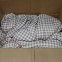 King Comforter Set, Fluffy Tan Gingham Plaid Bedding, 3 Pieces | Soft & Lightweight, 1 Comforter & 2 Pillow Shams, Modern Farmhouse Style, All Season, Vintage Charm, Machine Washable
