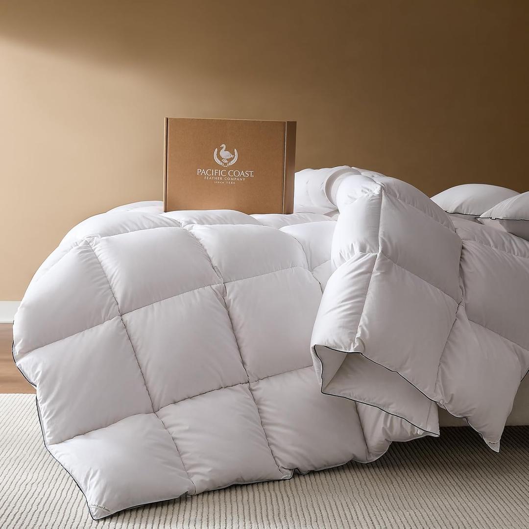 Pacific Coast Goose Feather Down Fiber Comforters King Size, Extra Fluffy White Duvet Insert, Ultra-Soft, Breathable, All Season Hotel Luxury Bedding Comforters, 8 Corner & Center Loops (106"x90") Pacific Coast Goose Feather Down Fiber Comforters King Size, Extra Fluffy White Duvet Insert, Ultra-Soft, Breathable, All Season Hotel Luxury Bedding Comforters, 8 Corner & Center Loops (106"x90")