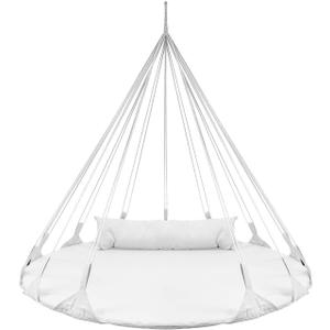 Sorbus 56" Stylish Hanging Swing Nest - Premium Cotton Double Hammock Daybed Saucer Style Lounger Swing Chair- 264lbs Sturdy Spinner Tree w/Pillow - Easy Setup - for Indoor/Outdoor, Travel - White