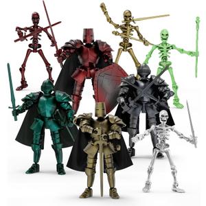 BOZOBO 8pcs 13 Action Figures Assembly RequiredDIY Multi-Colored Titan 13 Action Figure Set with Medieval Knight Style3D Printed Multi-Jointed Movable 13-Action T Figure for Kids & Adults