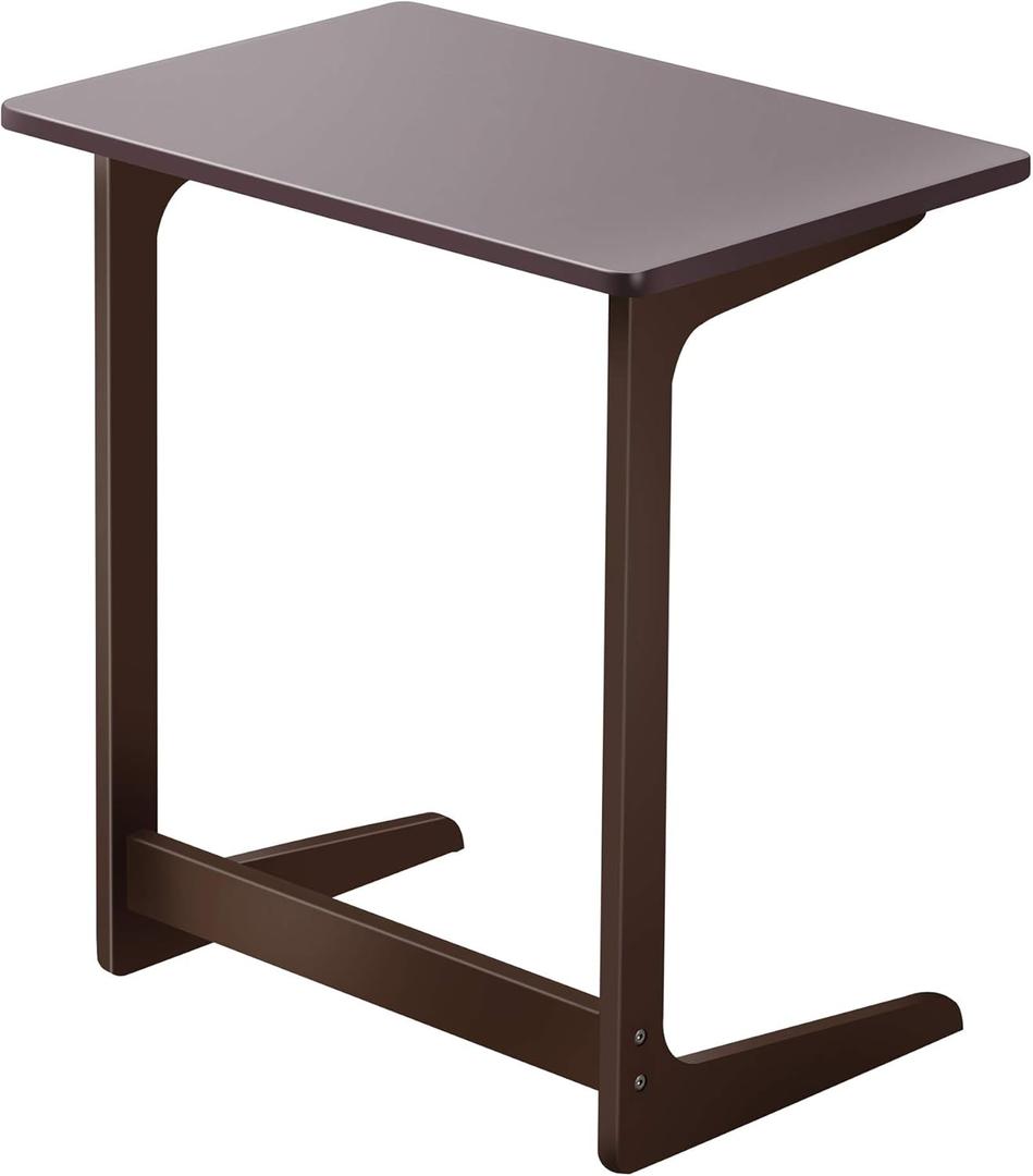 Zoopolyn Tv Tray Table Bamboo Tv Dinner Table C Shaped end Table for Sofa Couch Laptop Living Room Bedroom Brown (Dark)