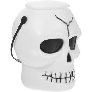 Halloween Buckets, Plastic Skull Head Bucket with Lid, Pumpkin Candy Container for Trick Or Treat, Halloween Party Supplies, 5.57in